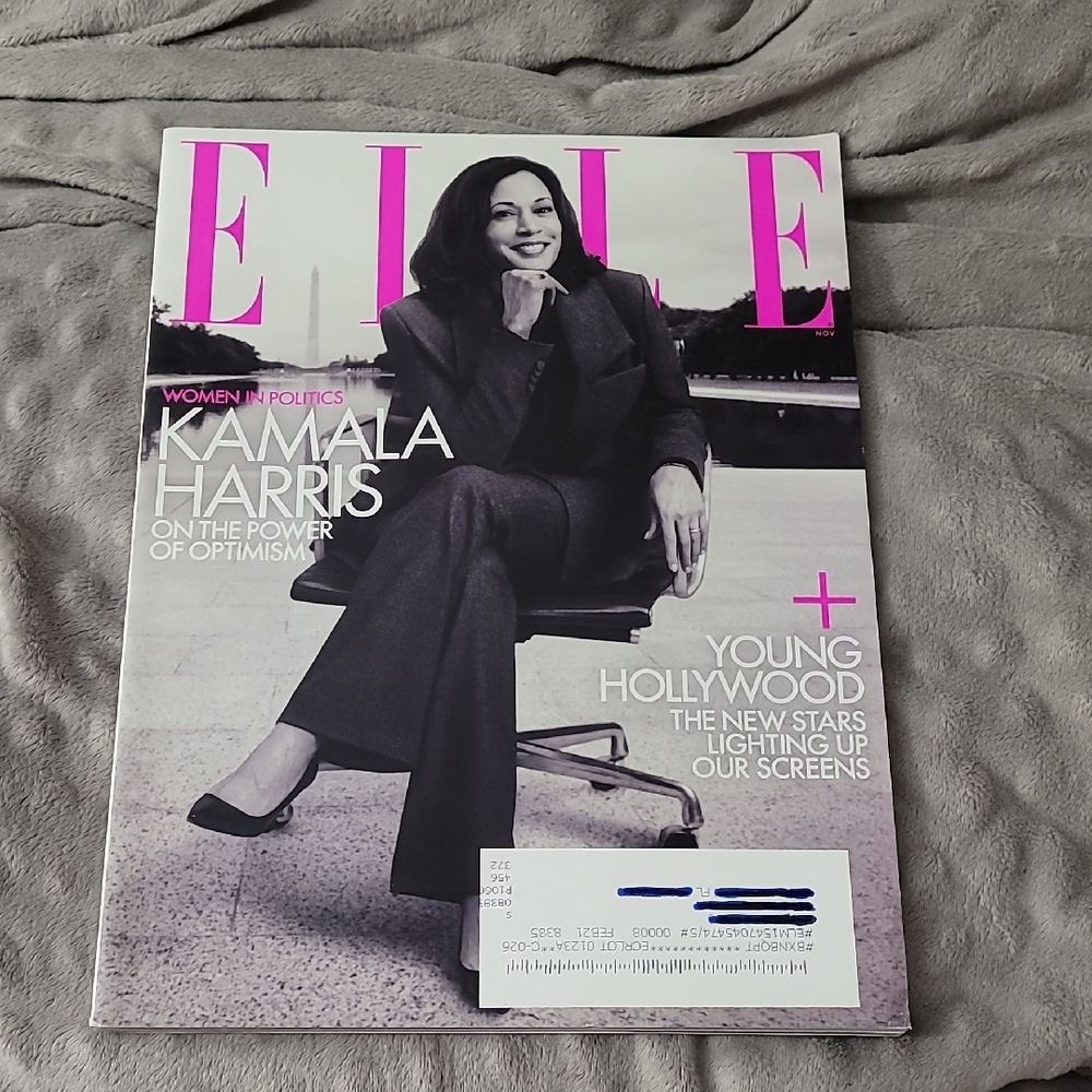 Elle Magazine Cover with Kamala Harris, November 2020. New.
